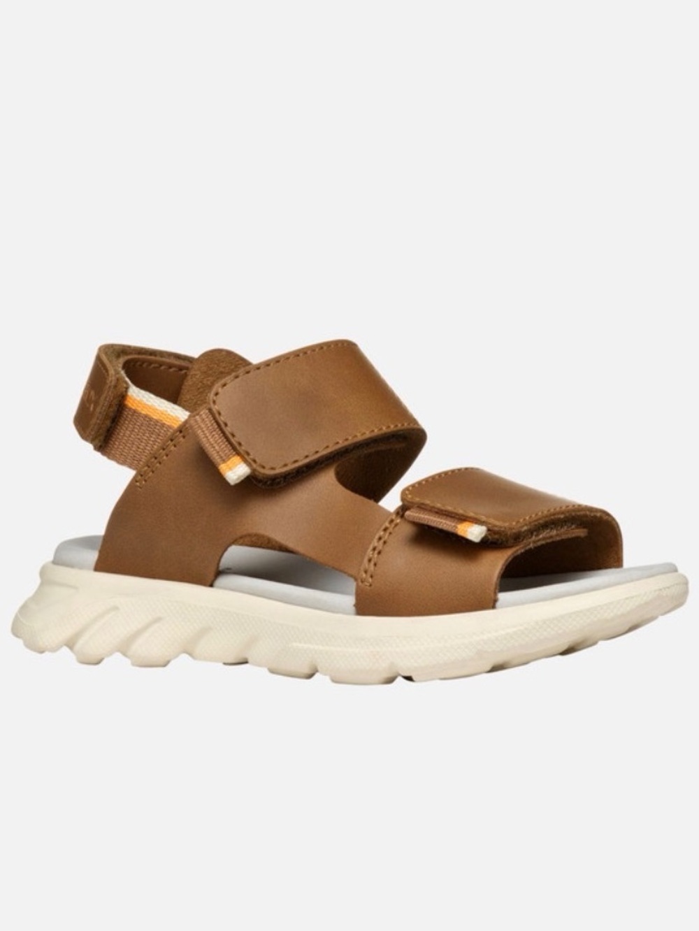 Geox Brown and White Kids Velcro Sport Sandals